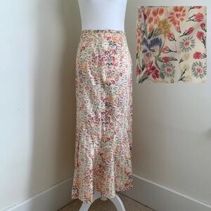 Peruvian Connection Floral Maxi Skirt 10 M L Multicolor Cotton Cottage Prairie